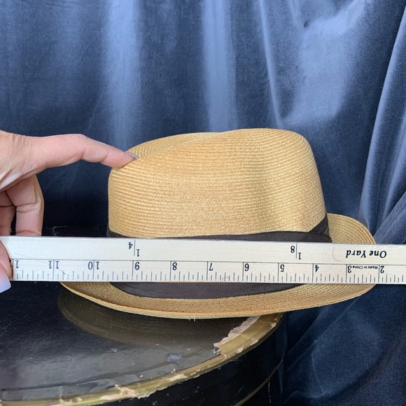 Vintage Stetson Straw Fedora Brown Hat 1950s 1960s Sz Original Box - Picture 12 of 13